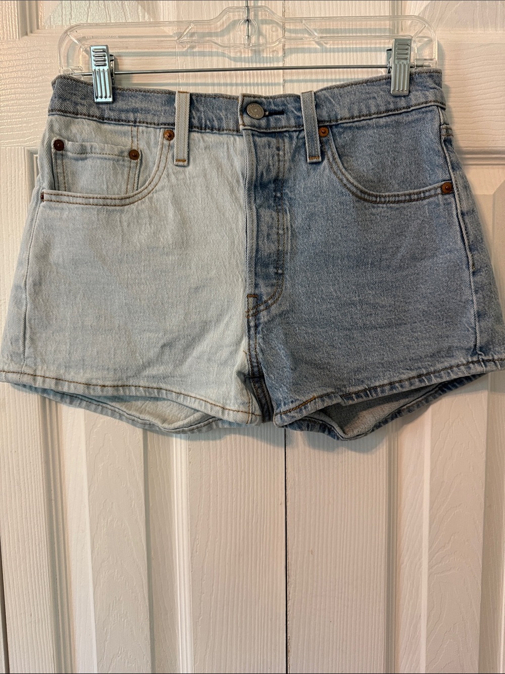 Levi's Two-Tone Light and Medium Blue Denim Shorts Sz 28